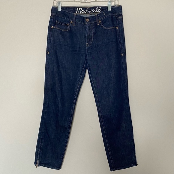 Madewell Dark Wash Zipper Ankle Mid-rise Jeans, Size 28 - Picture 1 of 14